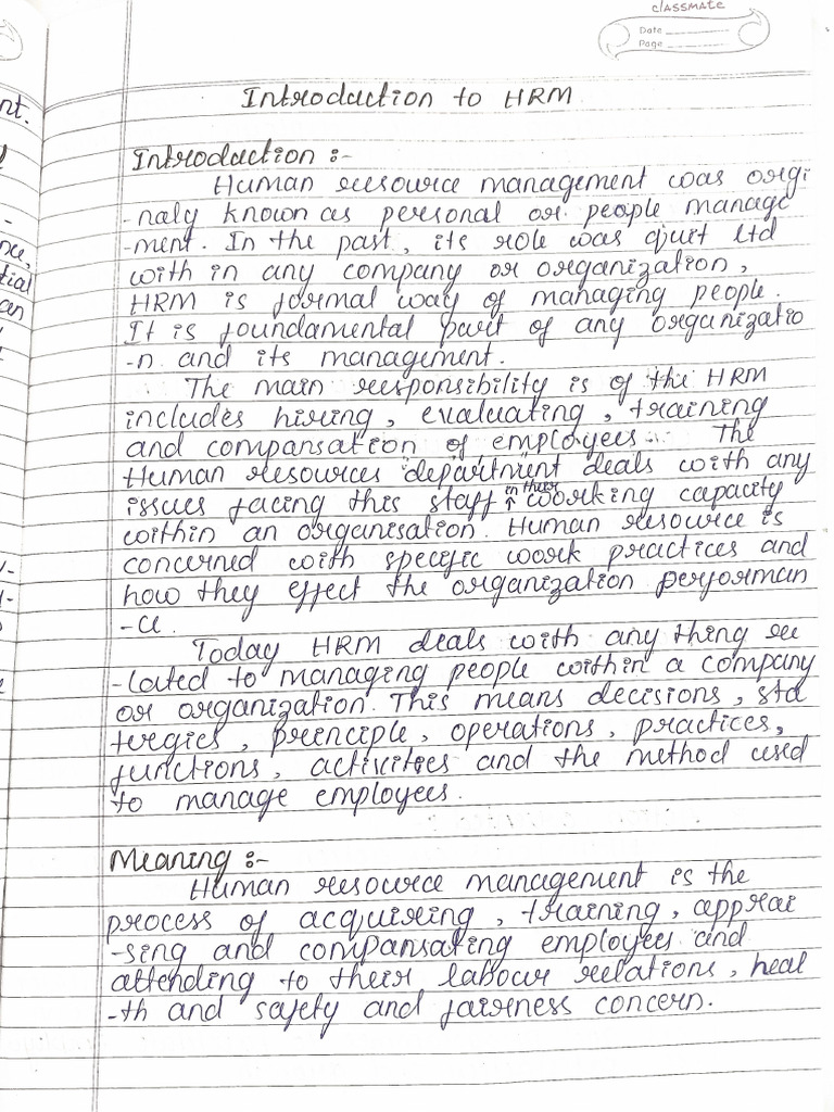 HRM 1st Chapter Notes | PDF