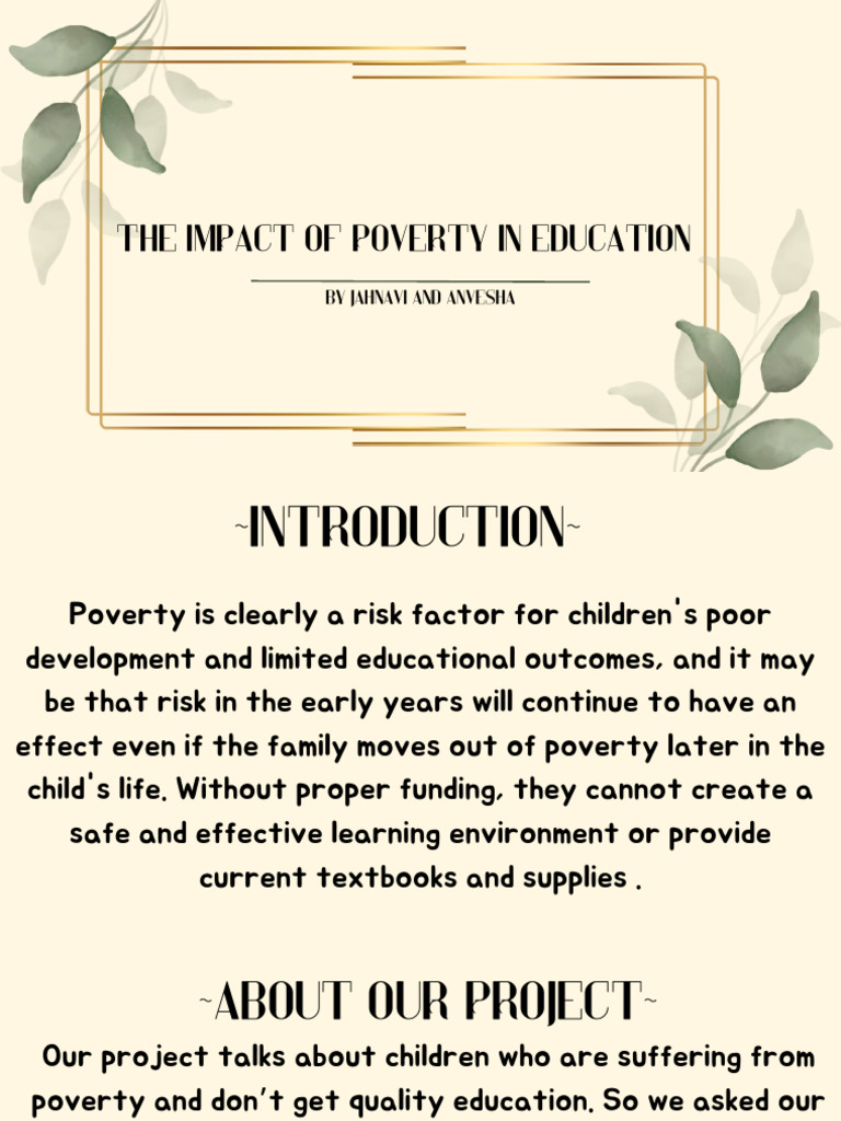 Effects of Poverty on Education Outcomes | PDF