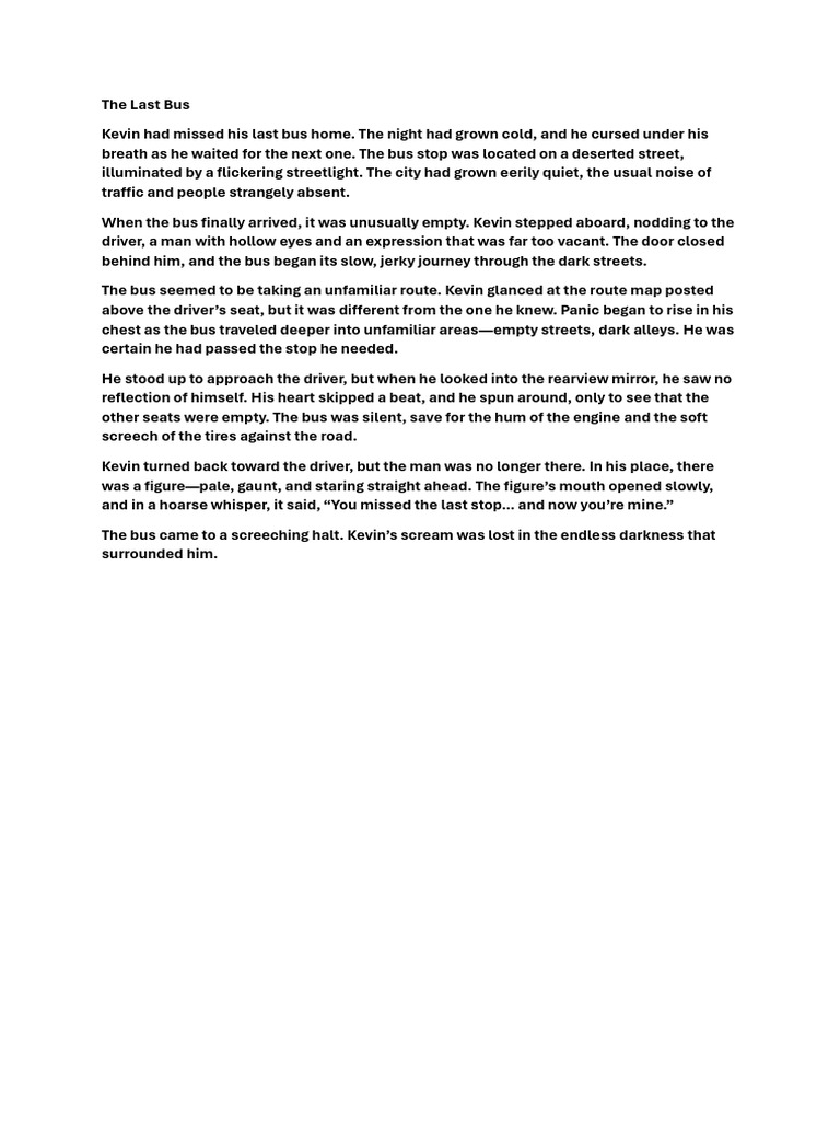 The Last Bus: A Haunting Journey | PDF
