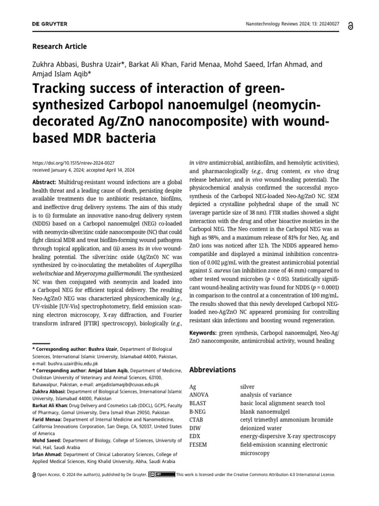 Tracking Success of Interaction of Green Synthesized Nanoparticles ...