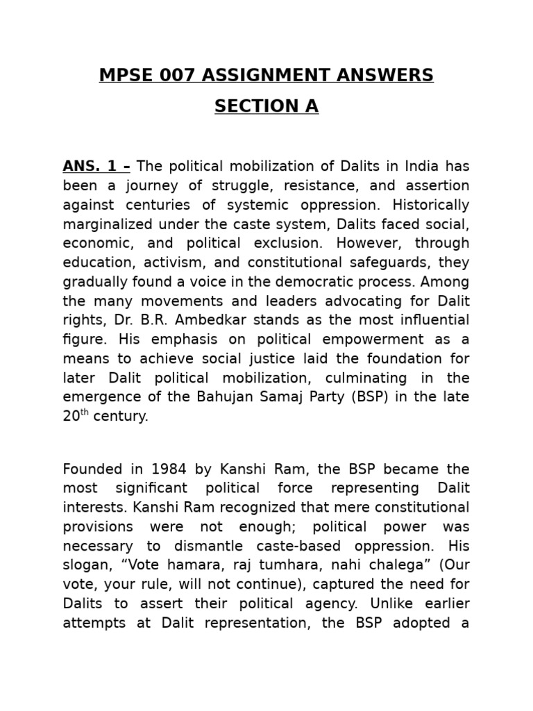 Dalit Political Mobilization in India | PDF | Dalit | Social Movements
