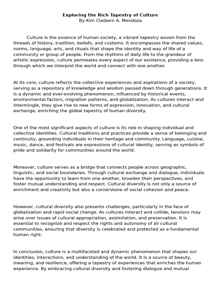 Exploring the Rich Tapestry of Culture PDF Identity (Social Science