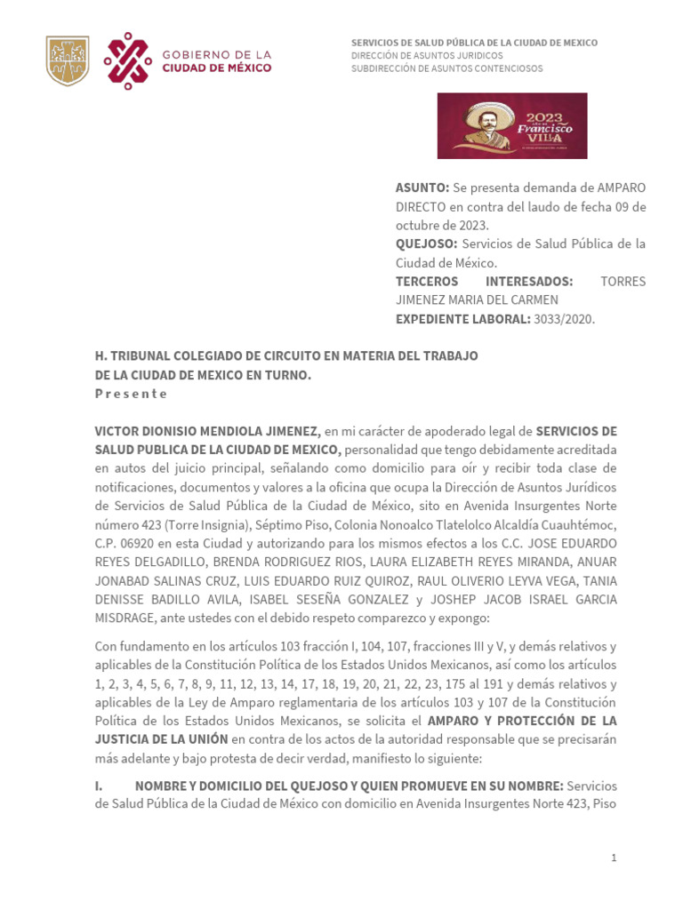 Amparo contra laudo condenatorio 2023 | PDF | Caso de ley | México