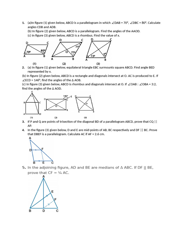Class 9 Geometry: Parallelograms & Angles | PDF