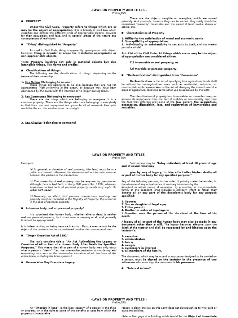 Property Laws and Classifications Explained | PDF | Property | Real ...