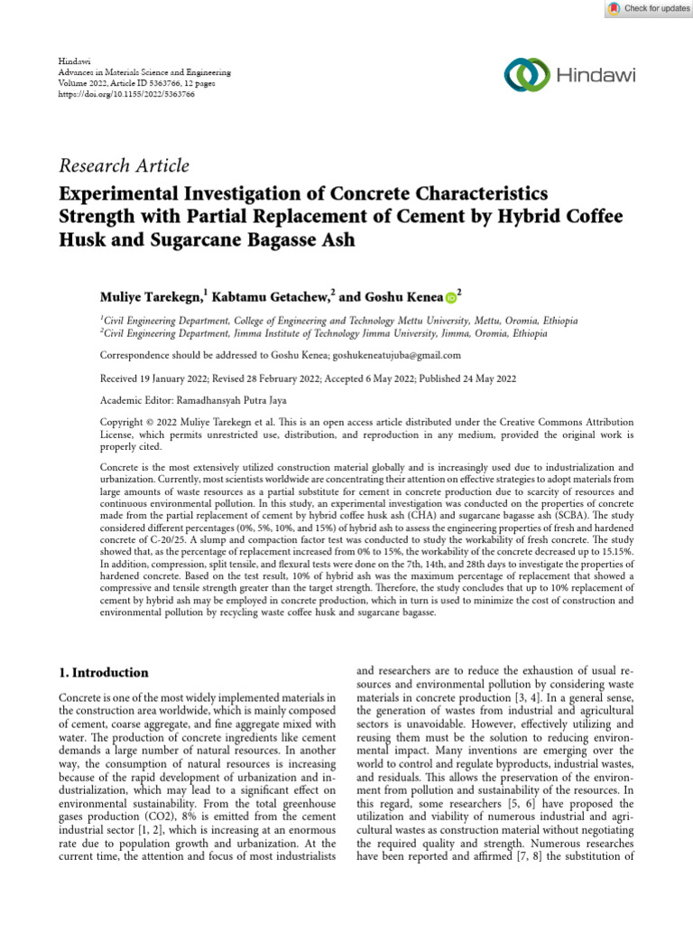 Experimental Investigation of Concrete Characteristics Research | PDF ...