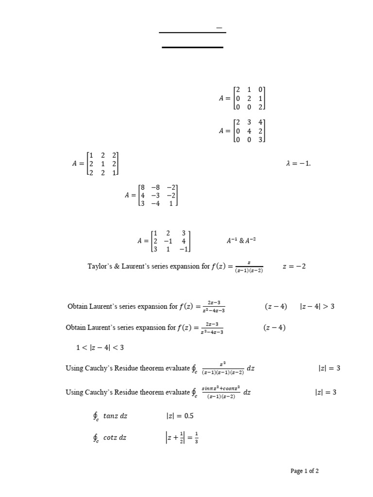 EM-IV Assignment 1 On Module 1,2,3 | PDF | Eigenvalues And Eigenvectors ...