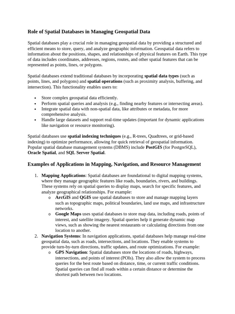 Spatial Databases for Geospatial Data Management | PDF | Geographic ...