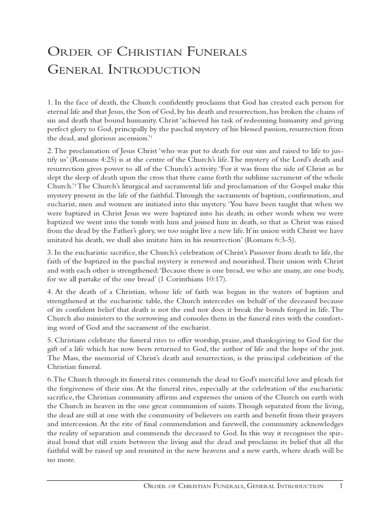 Christian Funeral Rites Overview | PDF | Sacraments | Eucharist