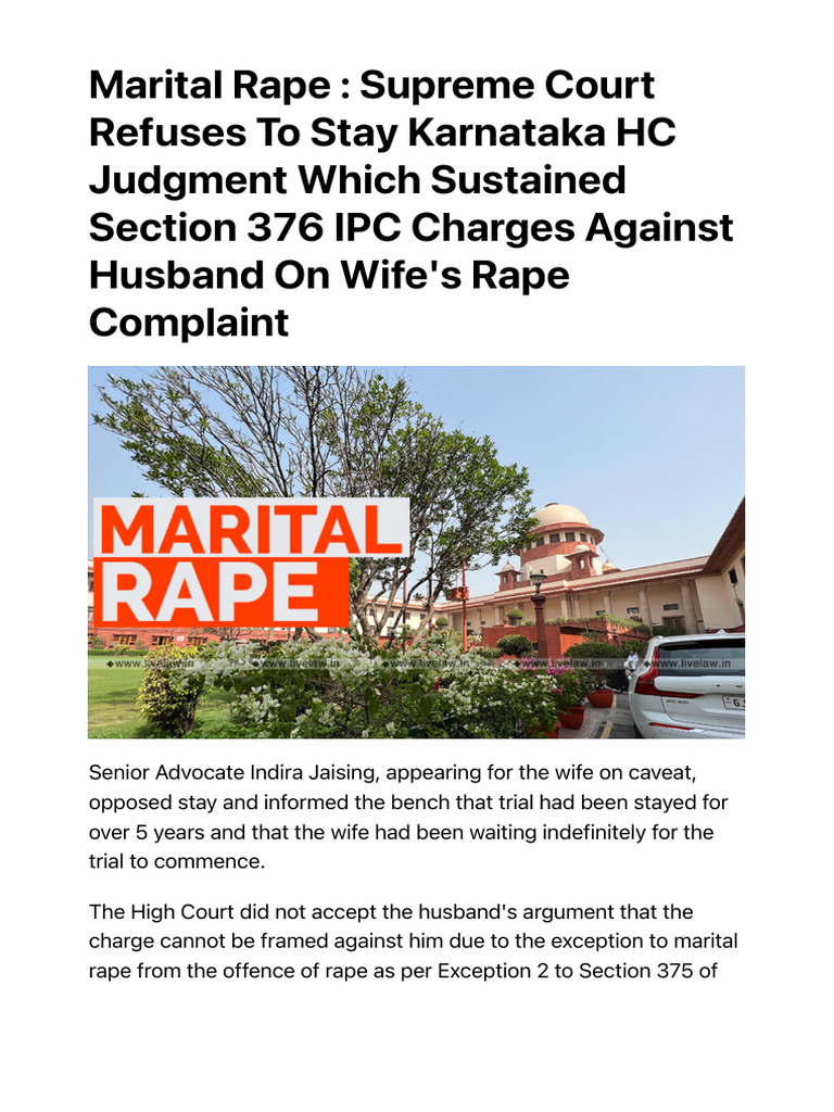 Supreme Court on Marital Rape Case | PDF | Rape | Misconduct