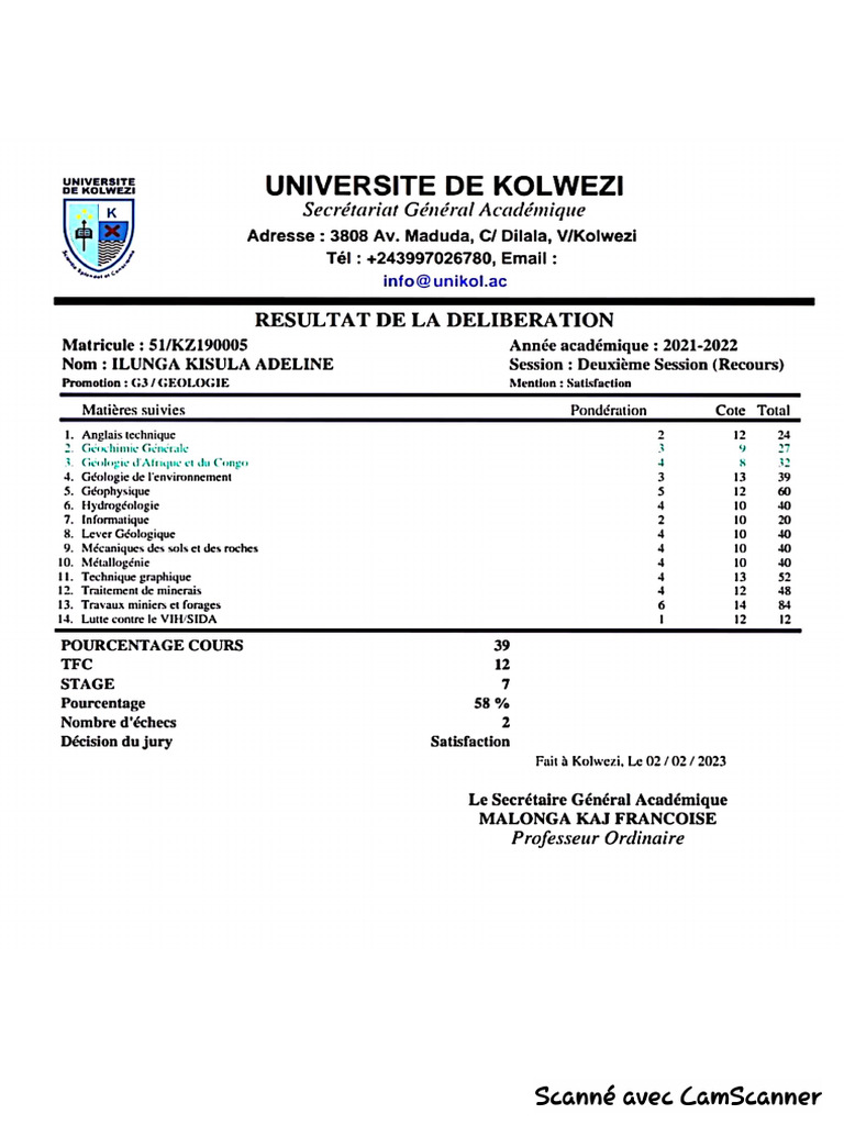 Ilunga Kisula Adeline | PDF