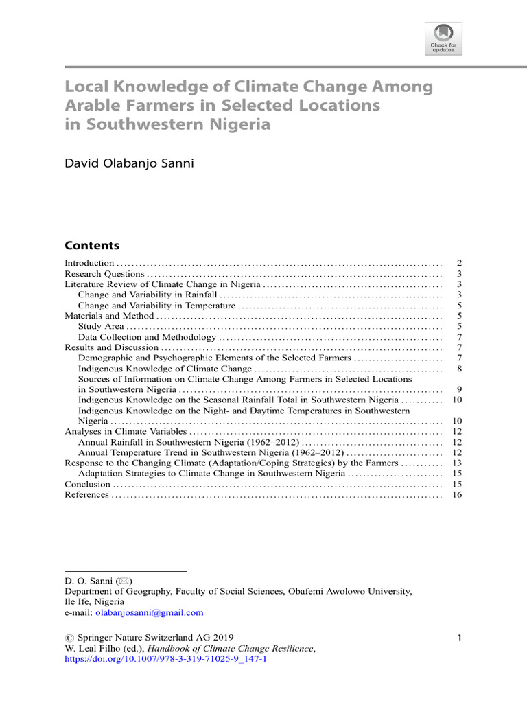 Local Farmers' Climate Change Knowledge | PDF | Agriculture | Climate ...