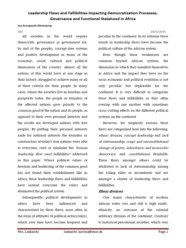 Leadership Flaws in African Governance | PDF | Africa | Democracy