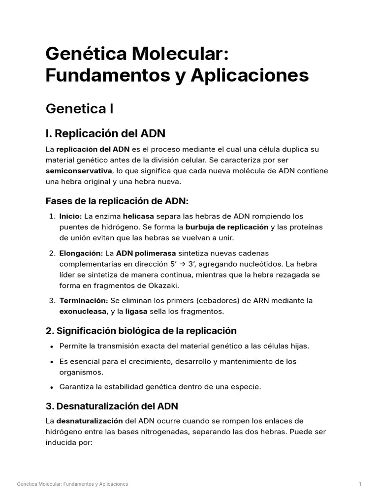 Gentica Molecular Fundamentos y Aplicaciones | PDF | Replicación De Adn ...