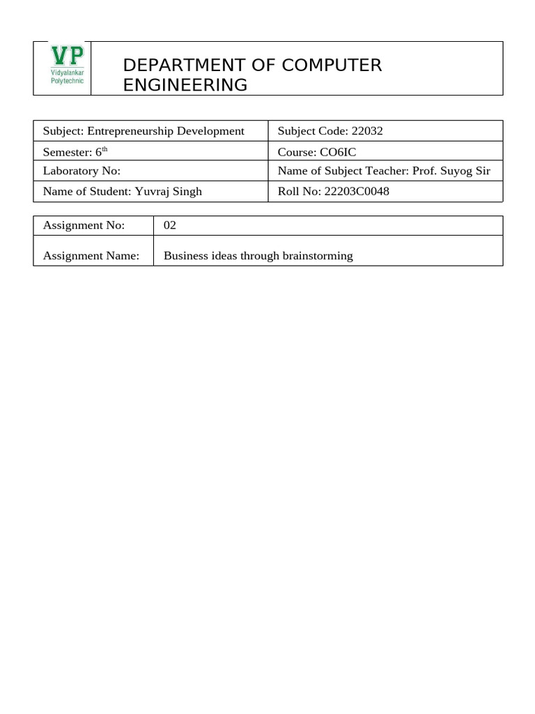 EDE 2 Course: Business Ideas in Tech | PDF