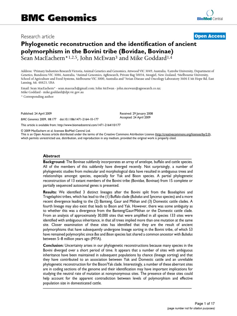 BMC Genomics | PDF | Biological Evolution | Evolutionary Biology
