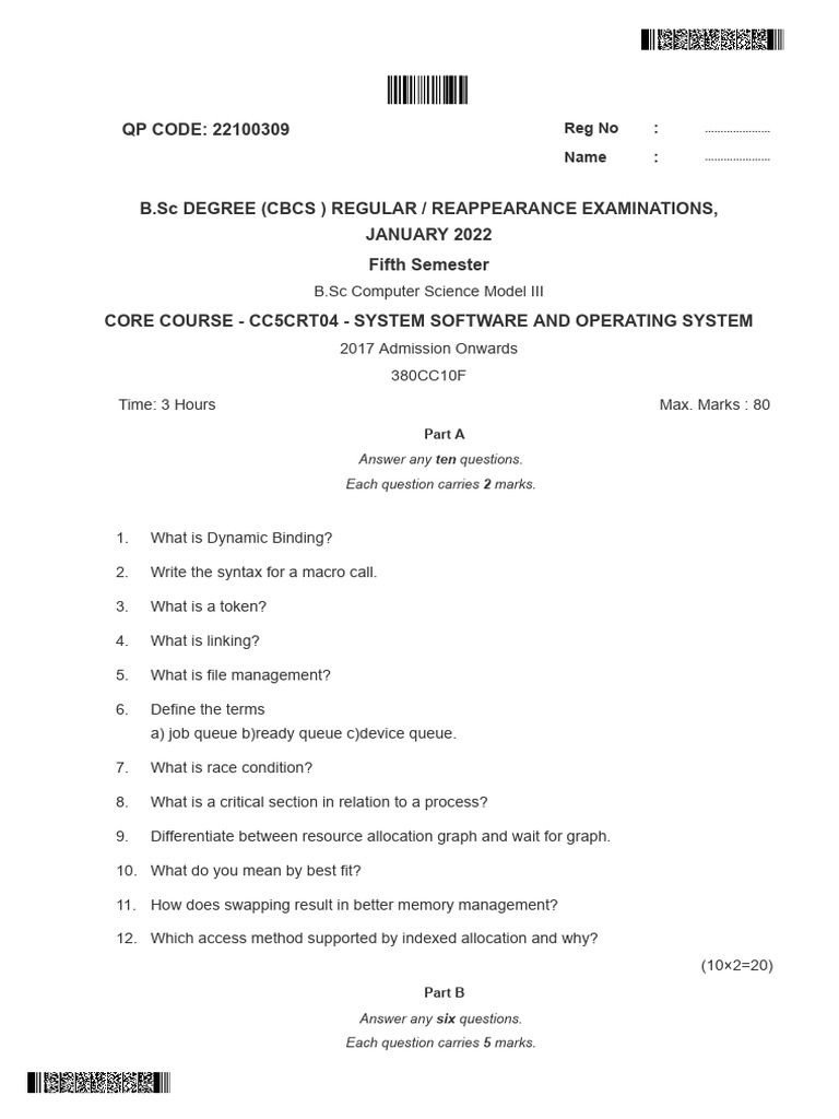 22100309 c5 System Software and Operating System Jan 2022 | PDF ...