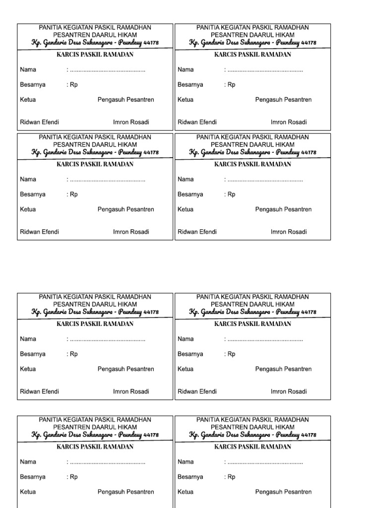 Karcis Kp. Gandaria - Paskil | PDF
