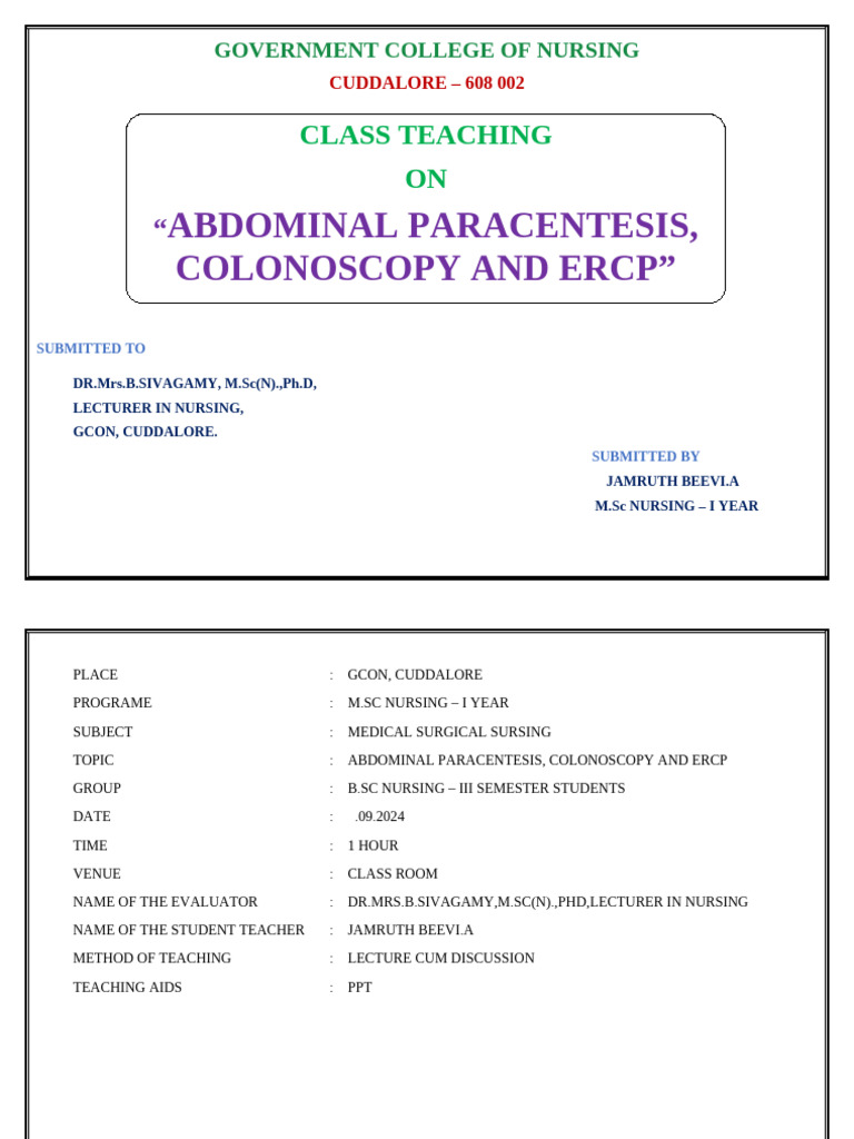 Abdominal Paracentesis and Colonoscopy Guide | PDF | Colonoscopy | Medicine