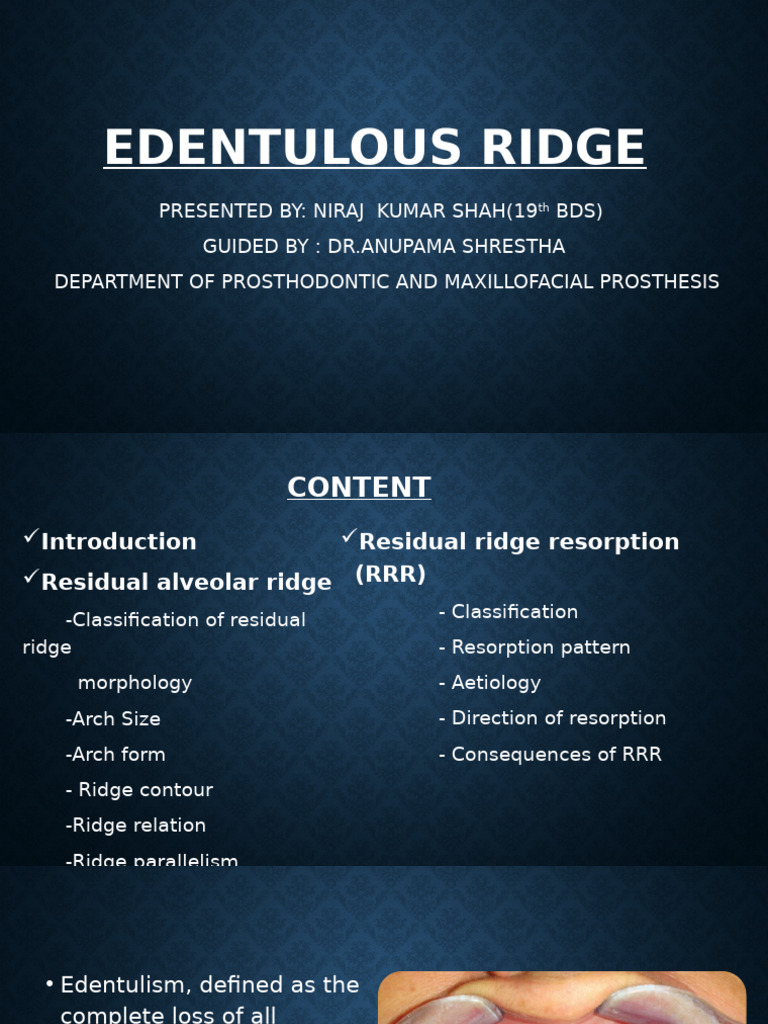 Edentulous Ridge Classification Overview | PDF | Dentures | Dentistry ...