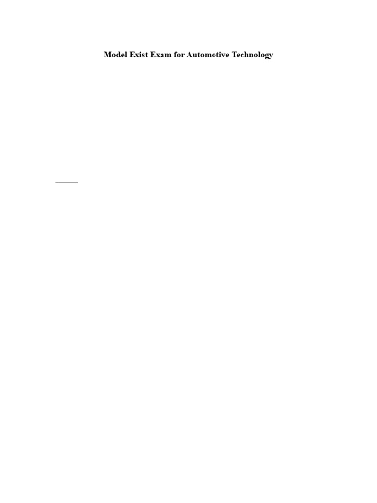 Automotive Technician Exam Overview | PDF | Electric Motor | Clutch