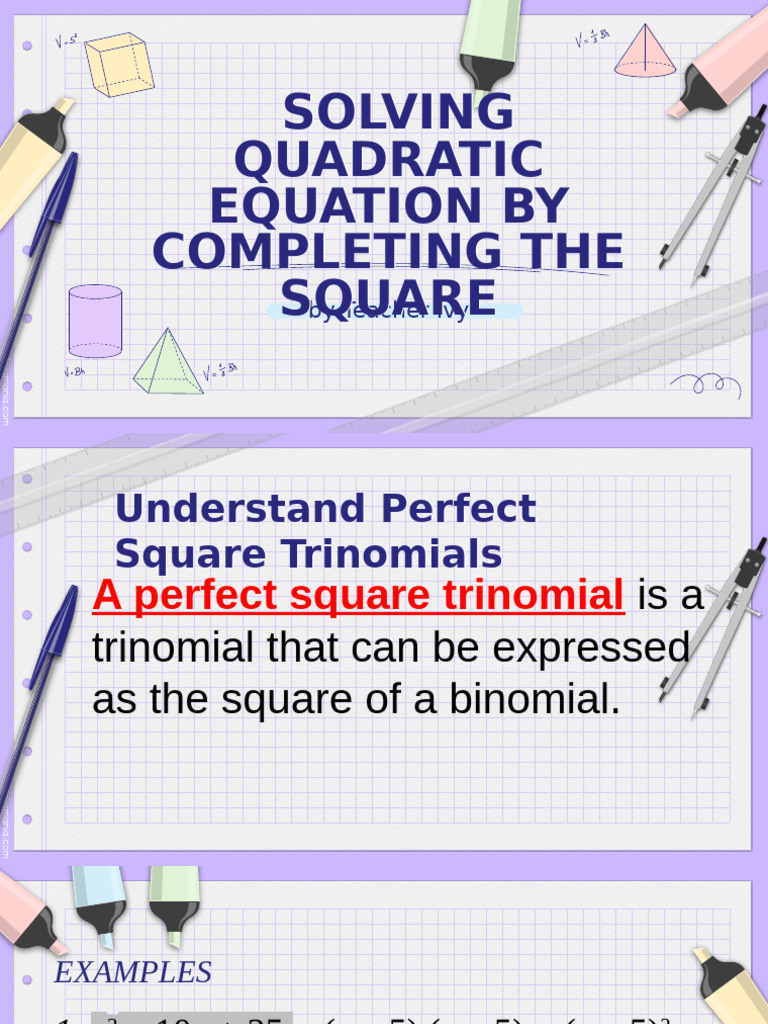 Completing the Square for Quadratics | PDF | Equations | Numerical Analysis