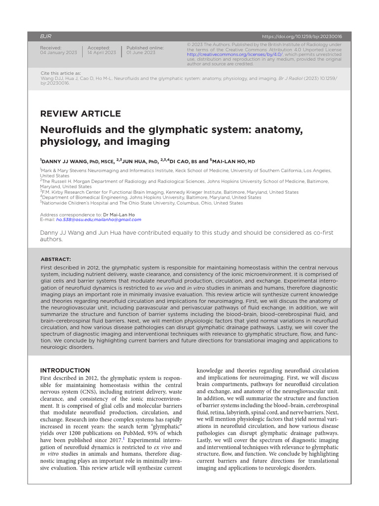Wang Et Al - 2023 - Neurofluids and The Glymphatic System - The British ...