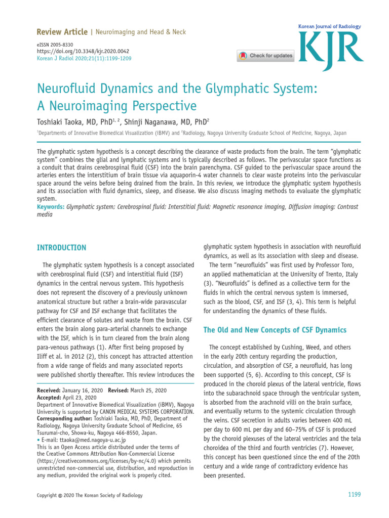 Taoka - Naganawa - 2020 - Neurofluid Dynamics and The Glymphatic System ...