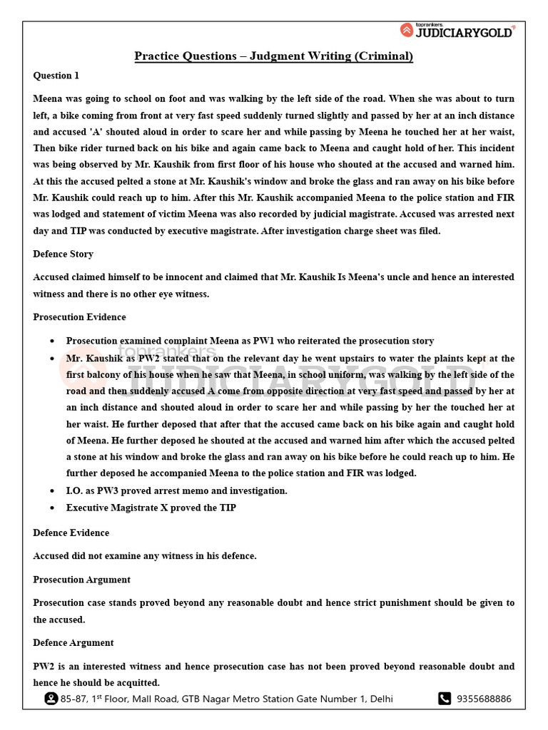 Q Criminal Judgment Writing6250625 | PDF | Prosecutor | Witness