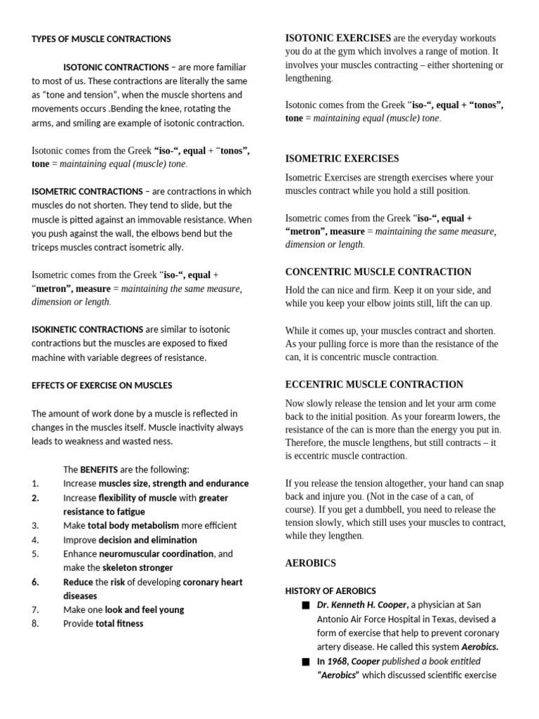 Muscle Contractions and Aerobics Overview | PDF | Muscle Contraction ...