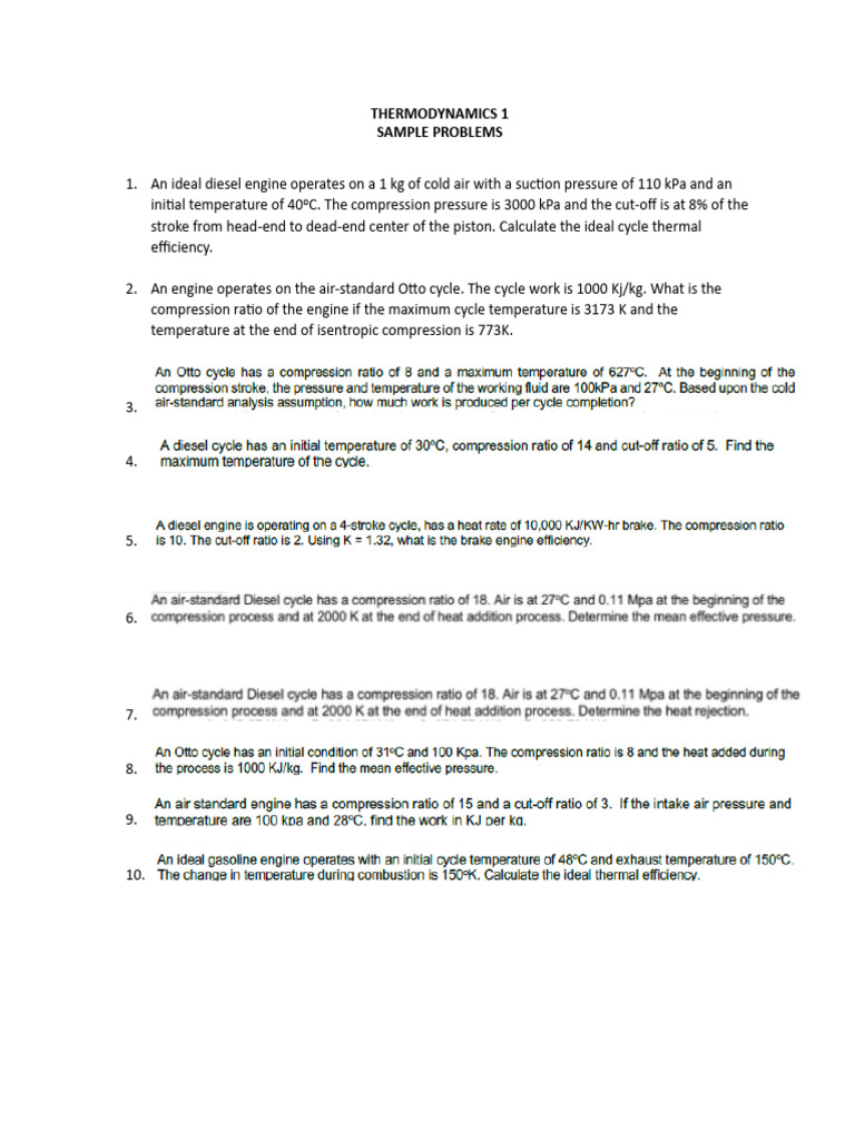 Thermodynamics Exercise Problems | PDF