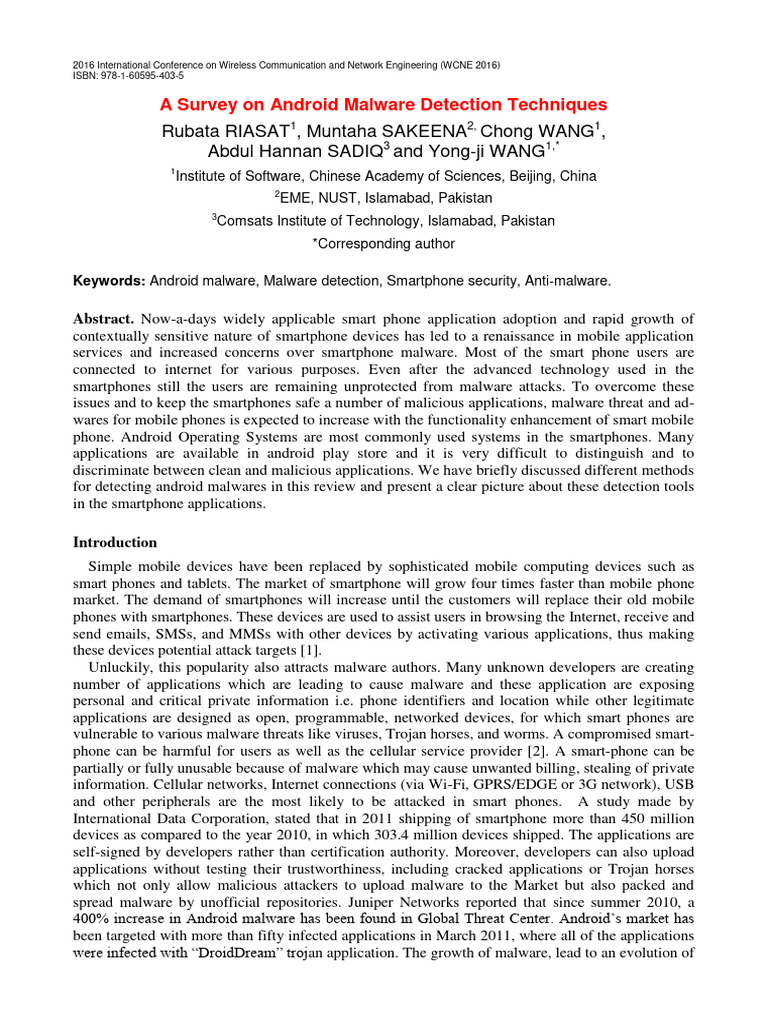 Android Malware Detection Techniques Survey | PDF | Malware | Google Play