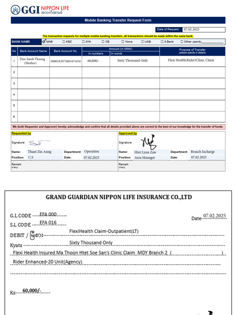 Flexi Health Claim Transfer Request | PDF | Economy Of Asia | Banking
