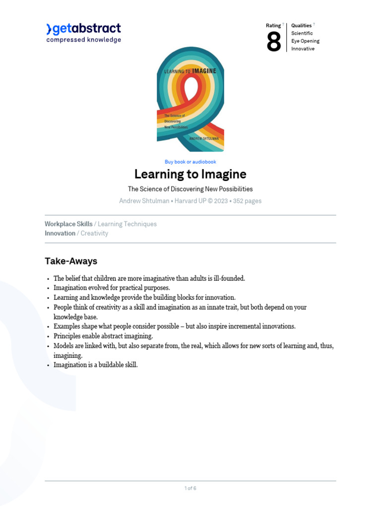 Learning to Imagine: A Skill Unveiled | PDF | Creativity | Imagination