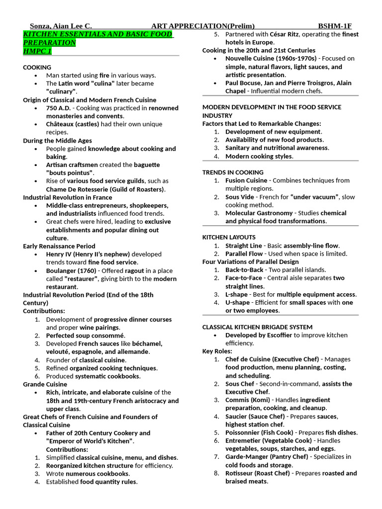 Kitchen Essentials and Food Safety Guide | PDF | French Cuisine | Food ...