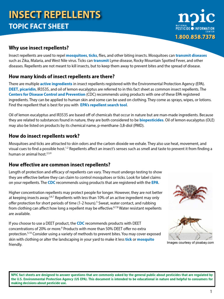 Insect Repellents: Types and Safety Guide | PDF