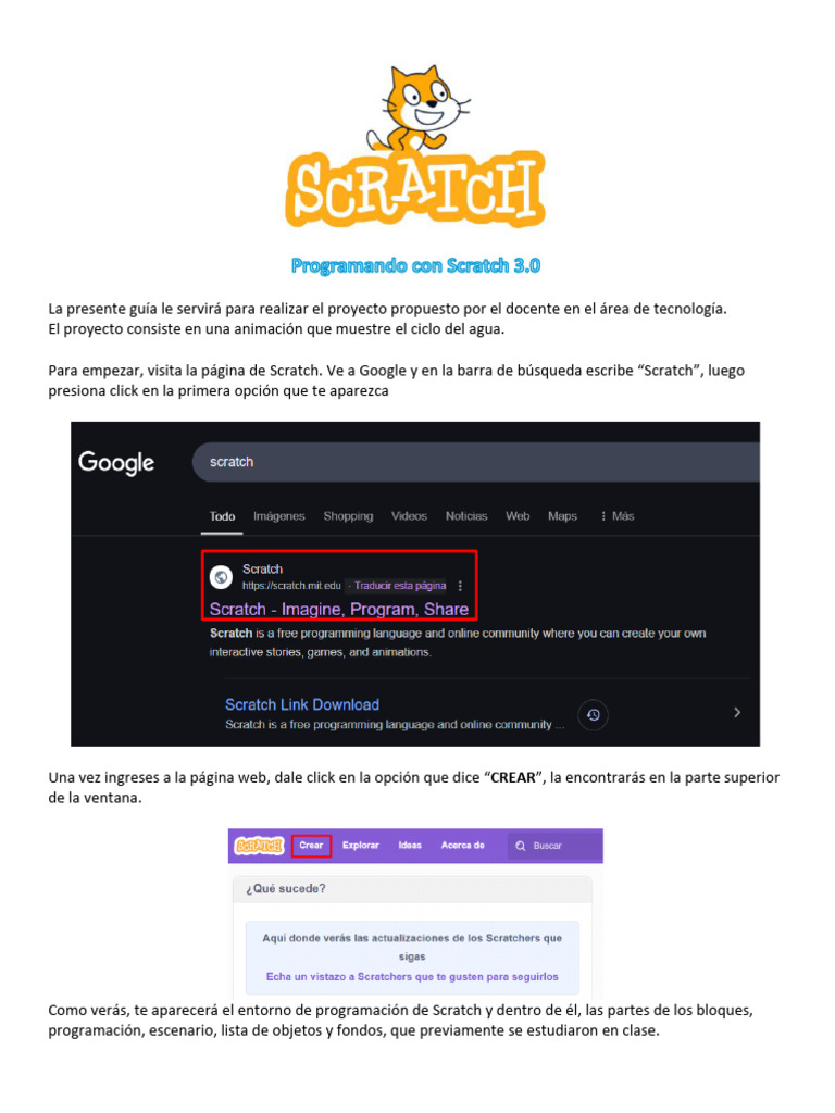 Animación del ciclo del agua en Scratch | PDF | Scratch (lenguaje de ...