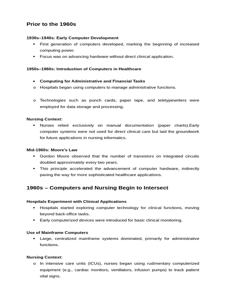 Evolution of Nursing Informatics Timeline | PDF | Electronic Health ...
