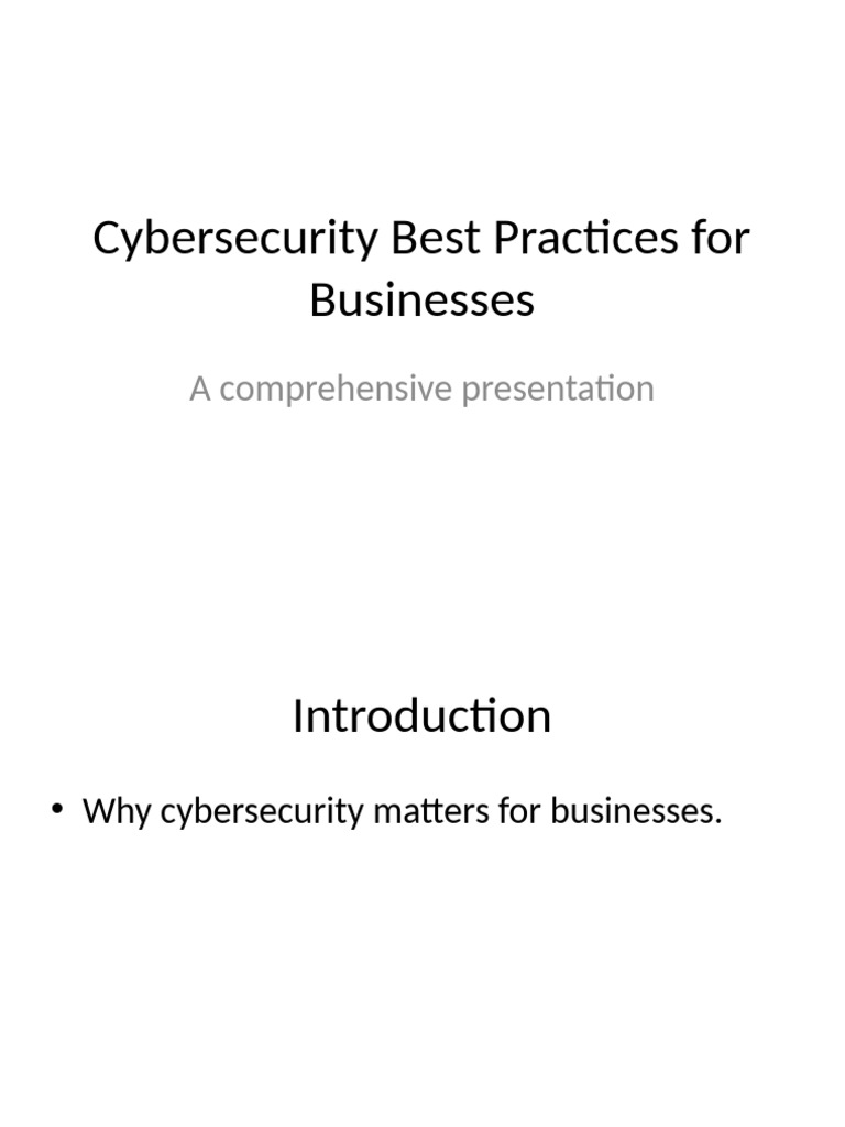 Cybersecurity Best Practices Guide | PDF
