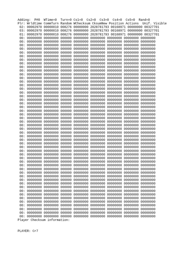 Player Checksum Data Log | PDF