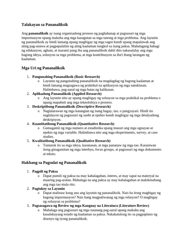 Talakayan Sa Pananaliksik | PDF