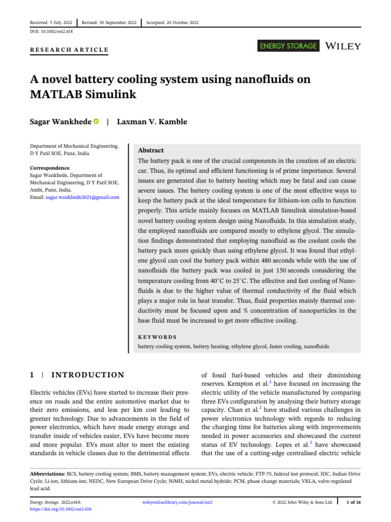 Nanofluid Cooling for EV Batteries | PDF | Lithium Ion Battery ...
