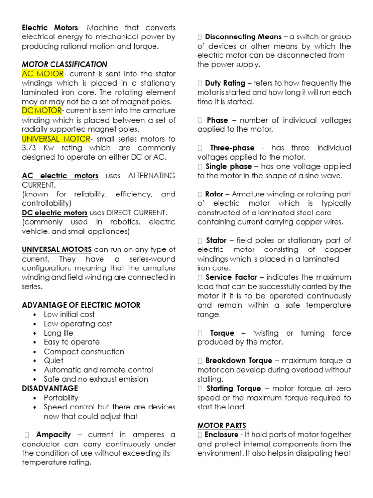 Types and Ratings of Electric Motors | PDF | Electric Motor | Power ...