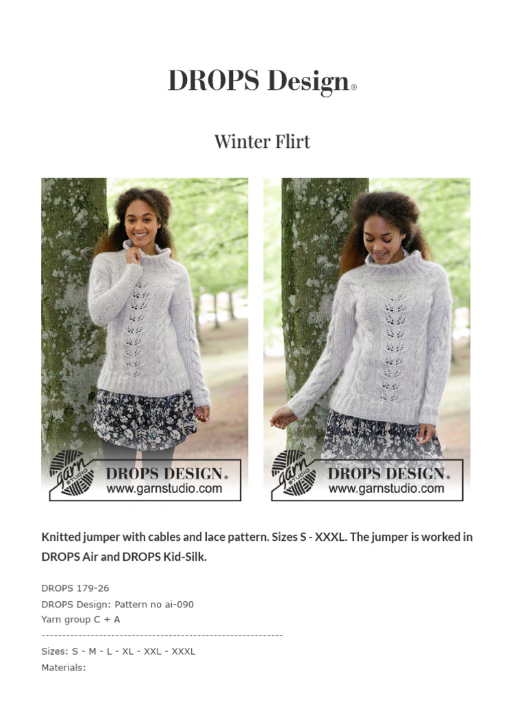 Winter Flirt - Knitted Jumper With Cables and Lace Pattern | PDF ...
