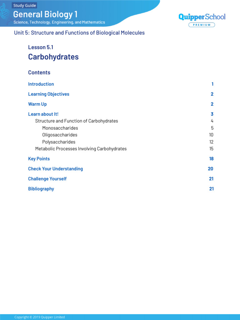 Carbohydrates: Structure and Functions | PDF | Carbohydrates | Glucose