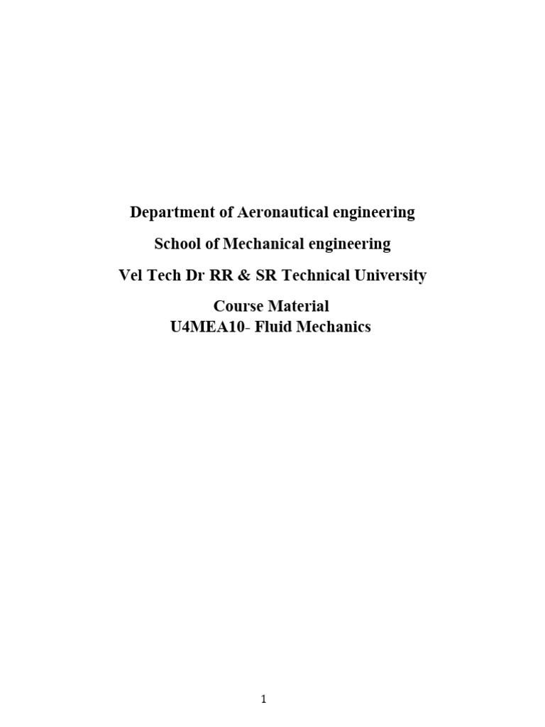 Fluid Mechanics Course Material Overview | PDF | Viscosity | Fluid ...