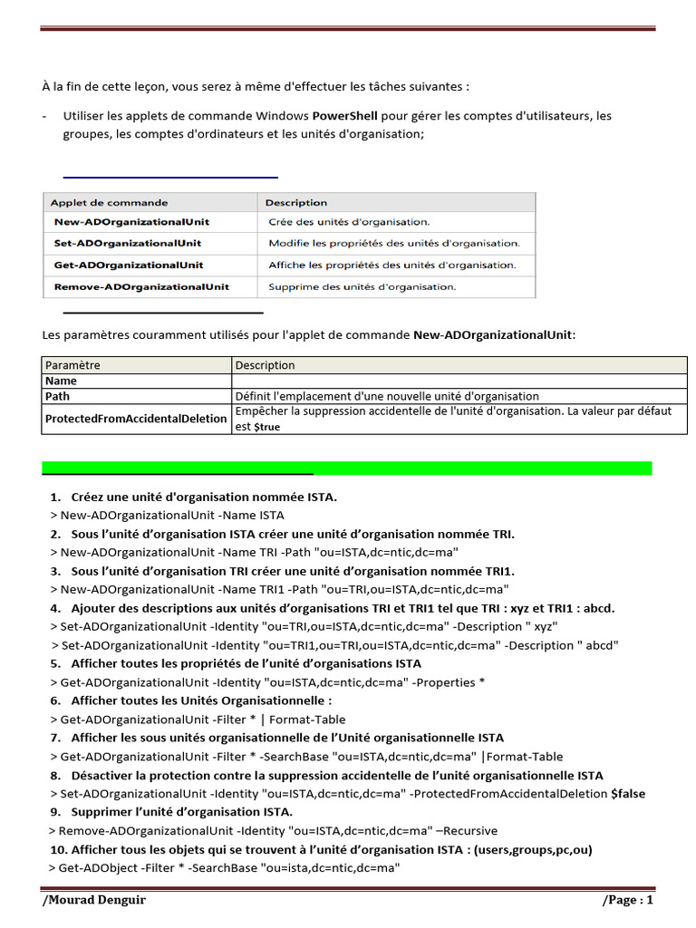 Administration AD DS avec PowerShell | PDF | Active Directory | Fichier ...