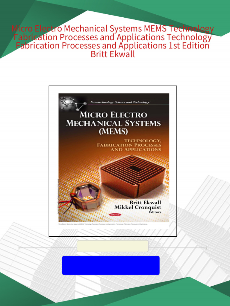 Microelectromechanical Systems : Design, Fabrication – MXLQN
