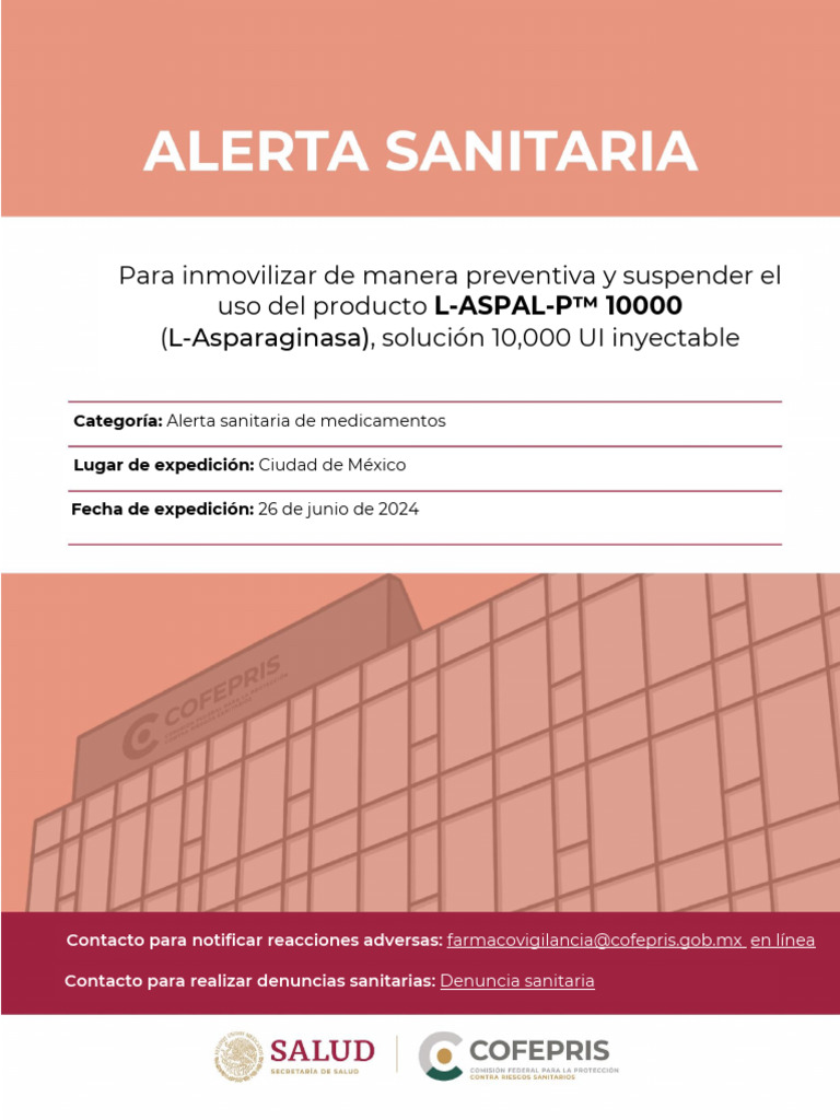 Alerta Sanitaria: Suspensión L-ASPAL-P™ 10000 | PDF | Cuidado de la ...