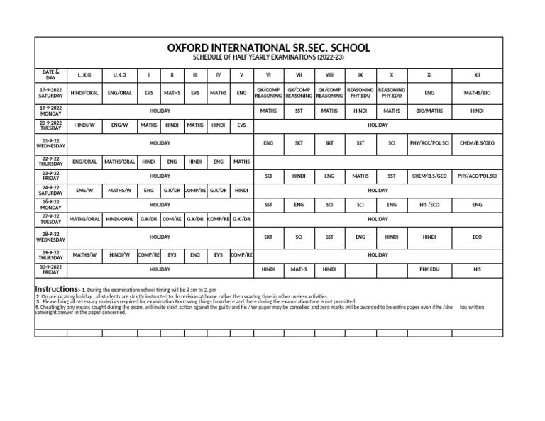 Date Sheet New | PDF